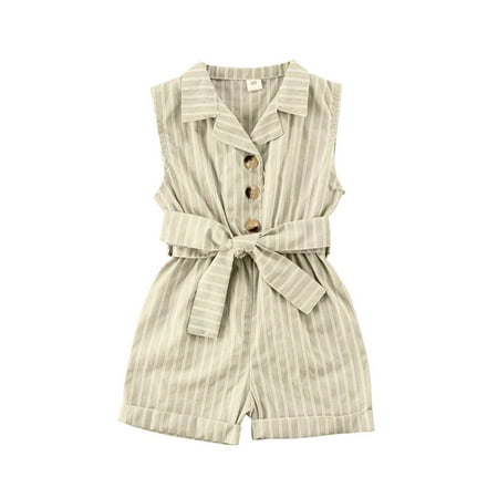 

ZAXARRA Baby Clothes Sleeveless Turn-down Collar One-Piece Rompers Overalls