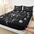 thumbnail image 3 of Manfei Jungle Animal Wlof Bed Sheets Twin,Gray Dreamcatcher Bedding Twin Size,Lunar Eclipse Super Cozy Bedroom Decoration,3 Pieces, 3 of 7