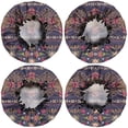 thumbnail image 2 of Shower Caps,Purple Boho Tribal Floral and Mandalas Pattern Waterproof Shower Cap for Women 4 Pieces,Double Reusable Hair Cover for Shower PEVA Elastic Stretch Hem, 2 of 7
