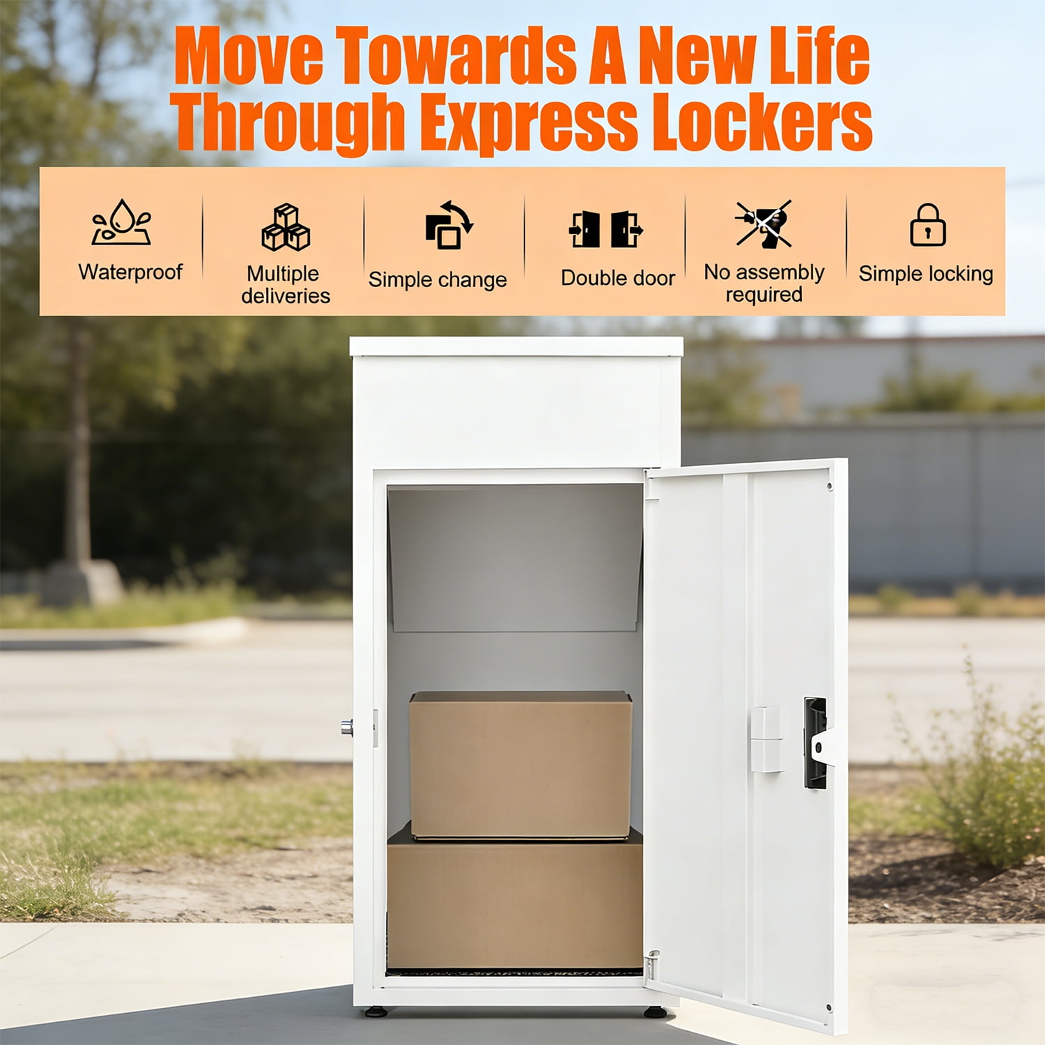 Package Delivery Boxes for Outside, Large Metal Parcel Drop Box, Anti-Theft Parcel Mailbox with Coded Lock, Waterproof Parcel Storage Box for House