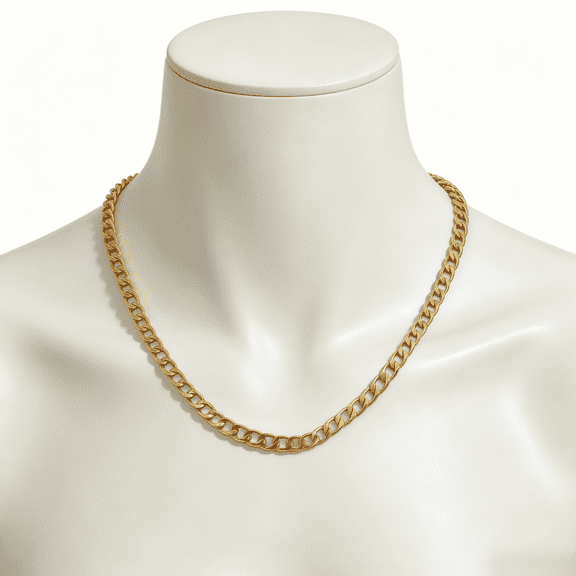 14K Yellow Gold Plated Cuban Link Chain Necklace 4mm 18 Inch Unisex