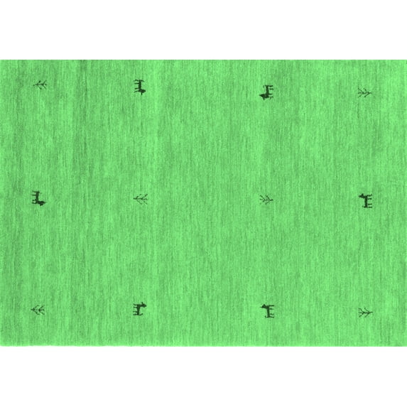 Ahgly Company Indoor Rectangle Abstract Emerald Green Contemporary Area Rugs, 7' x 10'