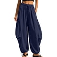 thumbnail image 3 of QSAWXQZ Women's Jogger Pants Drawstring Elastic Waist Loose Tapered Leg Trousers with Pockets Adjustable Hem Bottoms S, 3 of 9