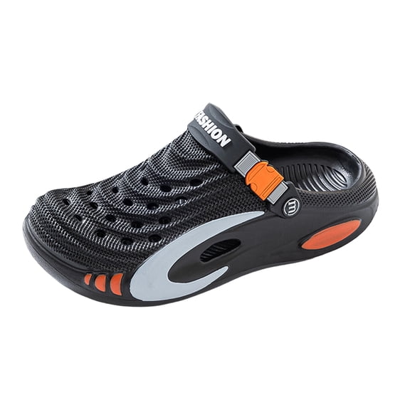 Men's Close Toe Platform Sandals Wide Width Breathable Slip on Clogs Lightweight Non Slip Garden Work Shoes Black Size 9