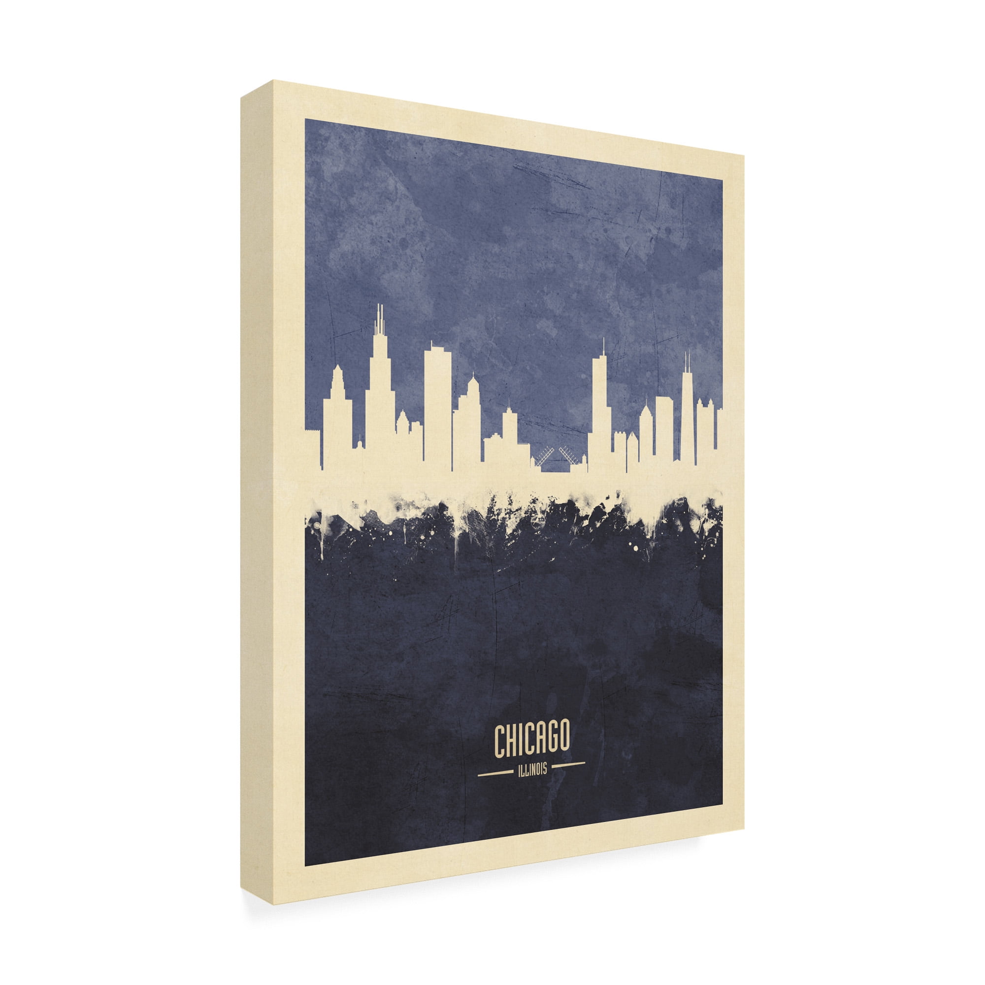 Trademark Fine Art 'Chicago Illinois Skyline Navy Poster' Canvas Art by Michael Tompsett