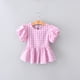 thumbnail image 2 of Blusa Termica Top a cuadros de verano Gibobby para niñas dobladillo plisado cuello redondo rosa 3-4 años, 2 of 5