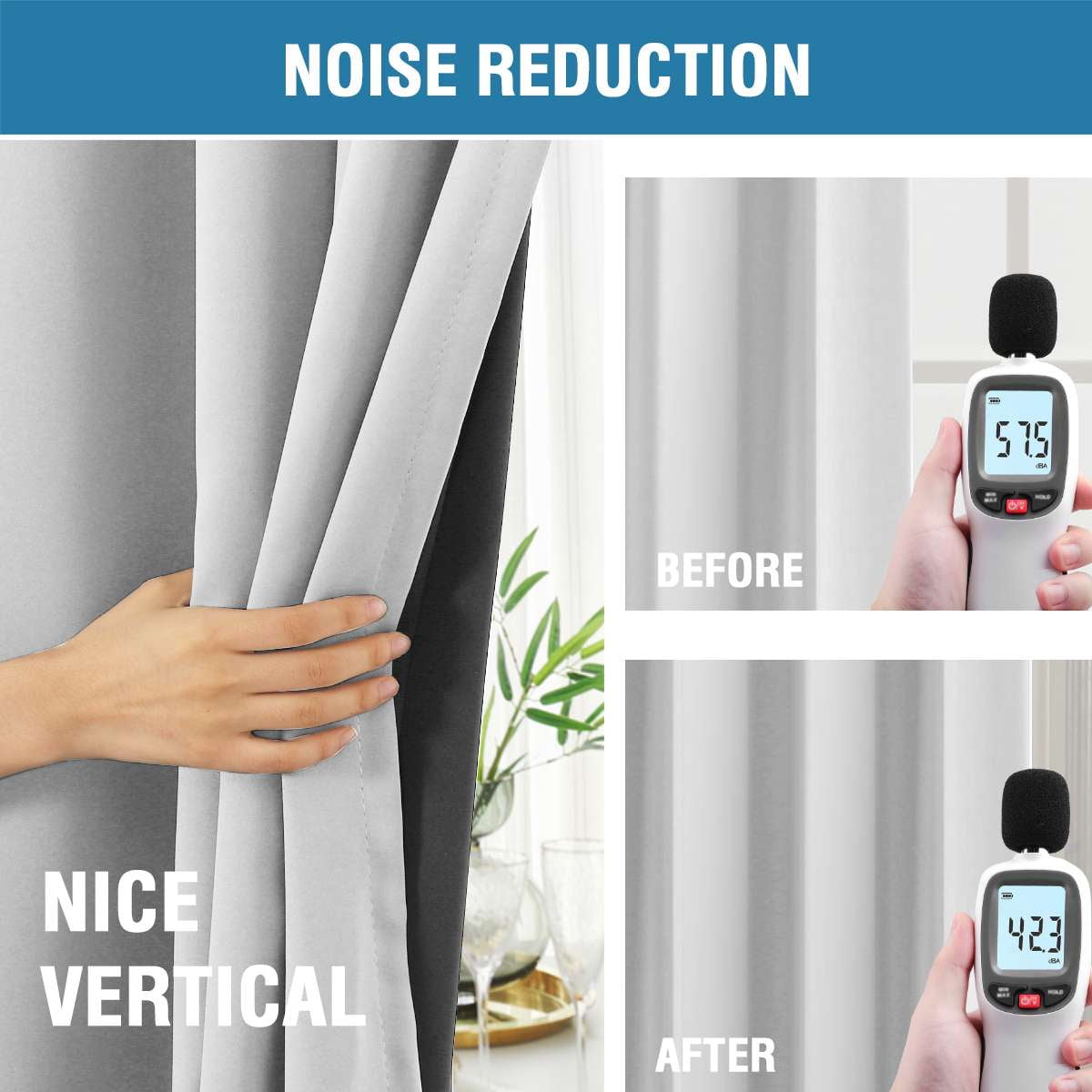 Turquoize 100% Blackout 84 Inch Long Curtains Back Tab/Rod Pocket Window Drapes,Greyish White,2 Panels