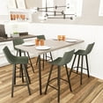 thumbnail image 2 of LeisureMod Elland Modern Upholstered Leather Bar Stool Kitchen Counter Stools with Iron Legs & Footrest Set of 2 In Olive Green, 2 of 8