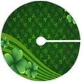 thumbnail image 1 of FMSHPON Clover Shamrock Leaves Xmas Christmas Tree Skirt Stand Mat for Holiday Party Decoration Indoor Outdoor 36 inches, 1 of 6