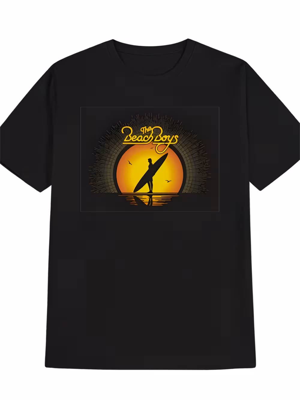 T-Shirt Unisexe à Col Rond Polyvalent Décontracté et Quotidien avec Imprimé Planche de Surf Silhouette Surfer, jusqu'à la Taille 5TG