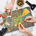 thumbnail image 4 of Live Laugh Love Cutting Board, Inspirational Wisdom Notes Perks on Wooden Board Rustic Background Image, Decorative Tempered Glass Cutting and Serving Board, Large Size, Multicolor, by Ambesonne, 4 of 5
