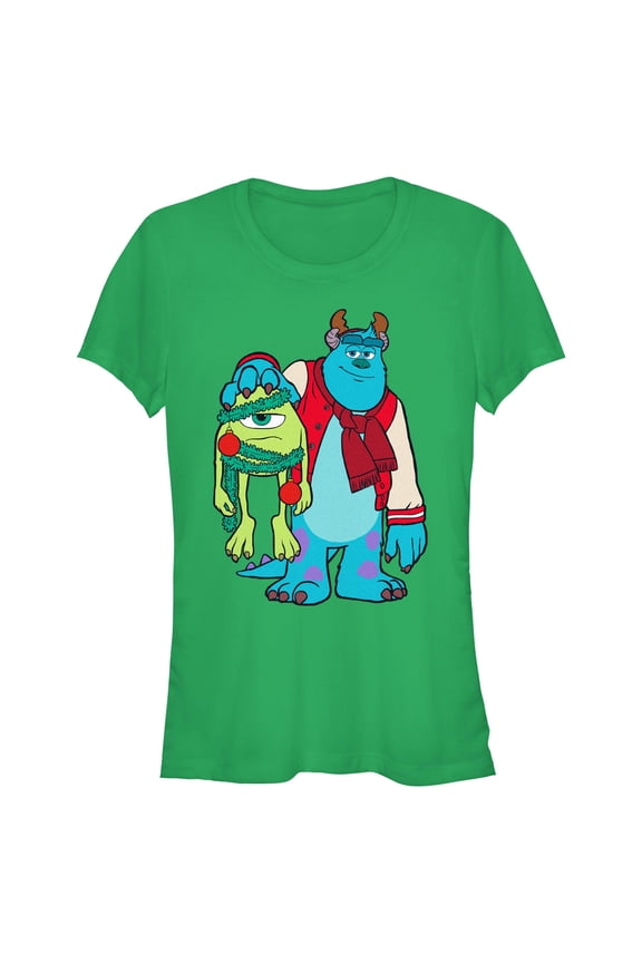 Juniors Monsters Inc Christmas Friends Sully and Mike T Shirt