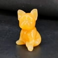 thumbnail image 5 of GKNET Natural Quartz Crystal Handcarved Small Animal French Bulldog Reiki Home Decor-Yellow Jade Stone, 5 of 9
