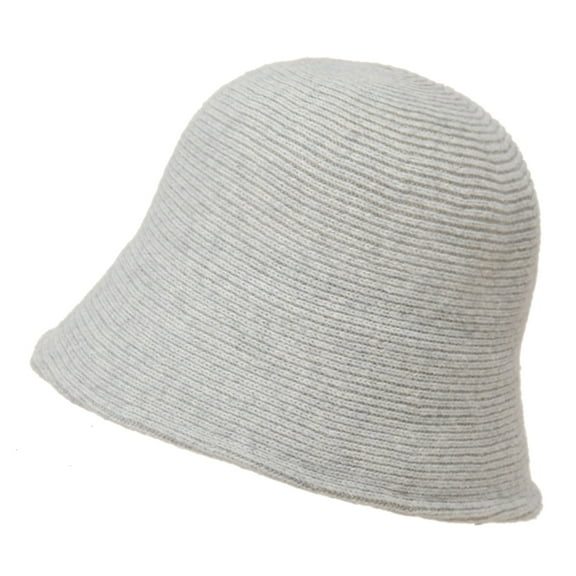 NUZYZ Women Solid Color Wool Bucket Hat Drawstring Fisherman Vintage Knitted Basin Cap