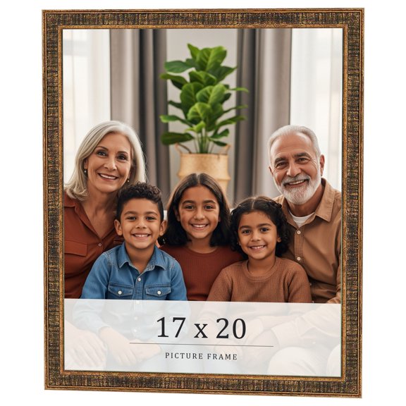 17x20 Frame Gold Kingsley Distressed Solid Wood Picture Frame Width 0.75 Inches | Interior Frame