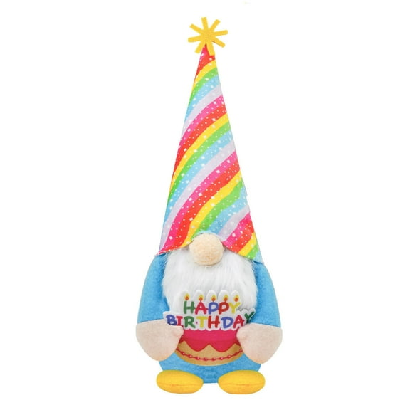 Happy Birthday Faceless Dwarf Plush Desktop Decoration Ornament, Cute Standing Doll With Unique Design Colorful Party Hat And "Happy Birthday" Pattern, Perfect Gift For Friends