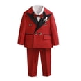 thumbnail image 3 of Baby Boy Outfits Formal Suit Set with Blazer Shirt Pants Bow Tie and Boutonniere 5Pc Boys' Clothing Sets Red 8-9 Years, 3 of 6