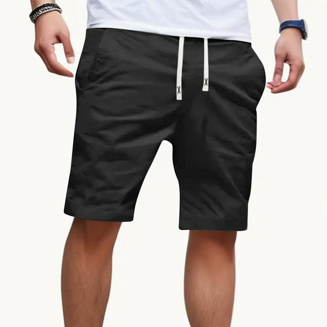 AherBiu Mens Shorts Drawstring Stylish Cozy Regular Fitting Shorts with Pockets Summer Casual Shorts with Pockets