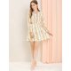 thumbnail image 4 of Allegra K Vestido Mini Estampado Floral Cuello Con Volantes Casual Para Mujeres Blanco M, 4 of 7