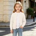 thumbnail image 5 of Auroural Girls Cardigan Size 6 Girls' Fall and Winter Knitted Cardigan Sweater Solid Color Casual Sweater Coat 2-13Years, 5 of 9