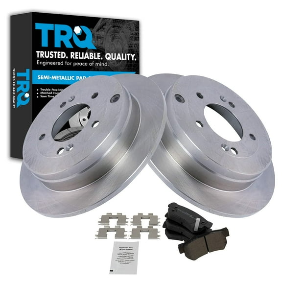 TRQ Rear Brake Pad & Rotor Kit Brake Pads Brake Rotor Semi-Metallic Fits Select 2006-2009 Hyundai Azera