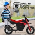 thumbnail image 4 of Hover-1 My First Dirt Bike for Kids - 300W Motor, 9MPH Max Speed, 9 Mile Range, 12” Off-Road Tires, 120LB Max Weight, Twist Grip Throttle & Rear Disc Brake Electric Dirt Bike for Kids Ages 5+ Years, 4 of 7