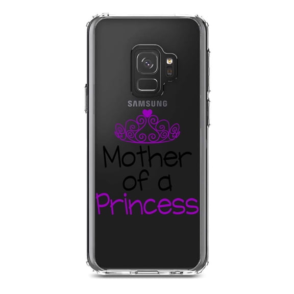 DistinctInk Clear Shockproof Hybrid Case for Samsung Galaxy S9 (5.8" Screen) - TPU Bumper Acrylic Back Tempered Glass Screen Protector - Mother of a Princess