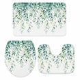 thumbnail image 2 of Summer Leaf Bathroom Rugs Set Gradient Green Eucalyptus Leaf Watercolor Plant Non Slip Absorbent Soft Bath Mats 3 Piece Set with Bathroom Rug, U-Shaped Floor Mat, Toilet Seat Cover Small Size, 2 of 9