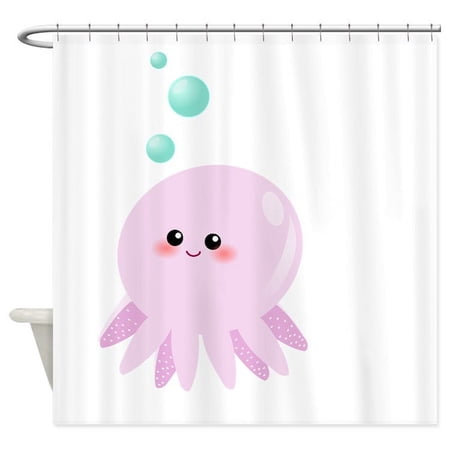 CafePress - Cute Pink Octopus - Unique Fabric Shower Curtain 70 x 72
