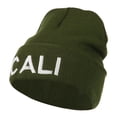 thumbnail image 2 of Wording of Cali Embroidered Beanie - Olive OSFM, 2 of 5
