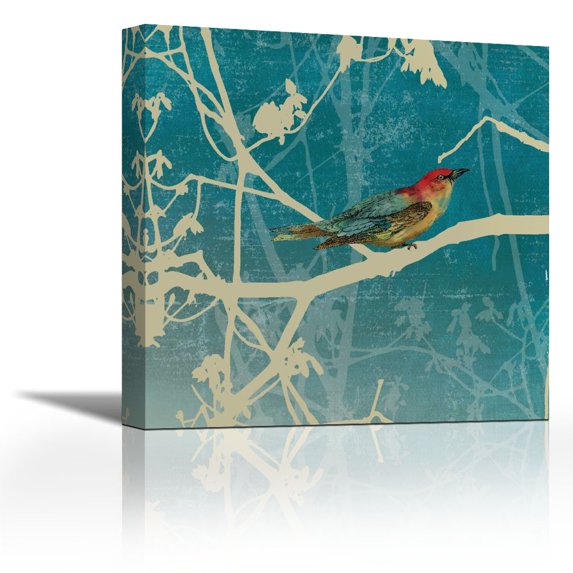 Blue Bird I - Contemporary Fine Art Giclee on Canvas Gallery Wrap - wall décor - Art painting - 36 x 36 Inch - Ready to Hang