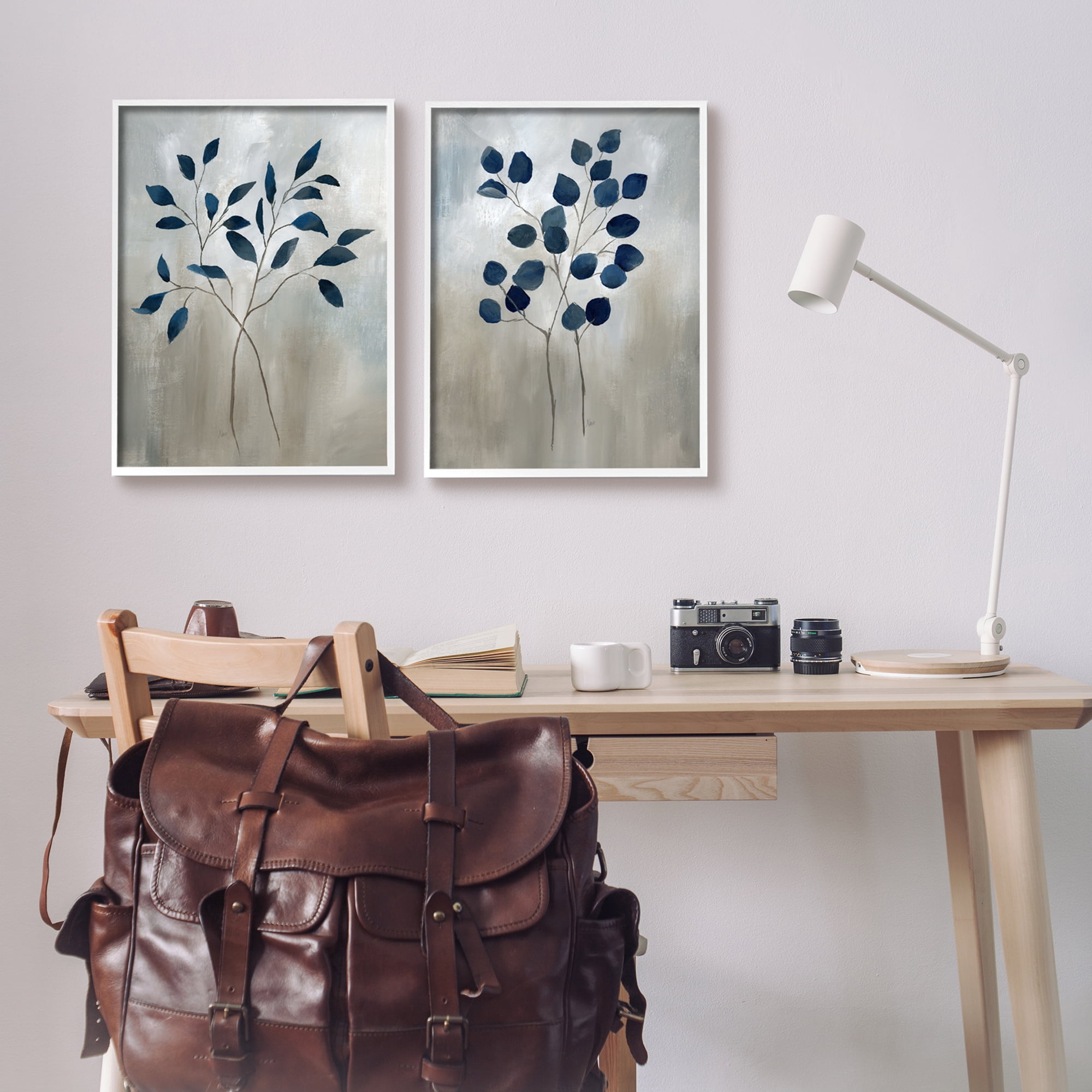 Stupell Industries Grey Botanical Sprigs Botanical & Floral Painting White Framed Art Print Wall Art, 16 x 20, Set of 2