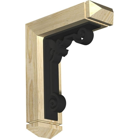 

4 W x 11 1/2 D x 14 H Fleur De Lis Arts & Crafts Ironcrest Rough Sawn Bracket Douglas Fir (2 W x 7 1/2 D x 10 H Iron Bracket)