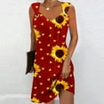 thumbnail image 2 of Penkiiy Robes d'Été pour Femmes 2024 Décontractées Ajustées Amples Couleur Unie Col Rond Tempérament Élégantes Robes Dos Nu 2TG Rouge, 2 of 5