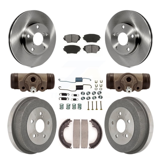 Transit Auto Front Rear Disc Brake Rotors Semi-Metallic Pads and Drum Kit (9Pc) for Car Toyota RAV4 GAS engine K8S-102558