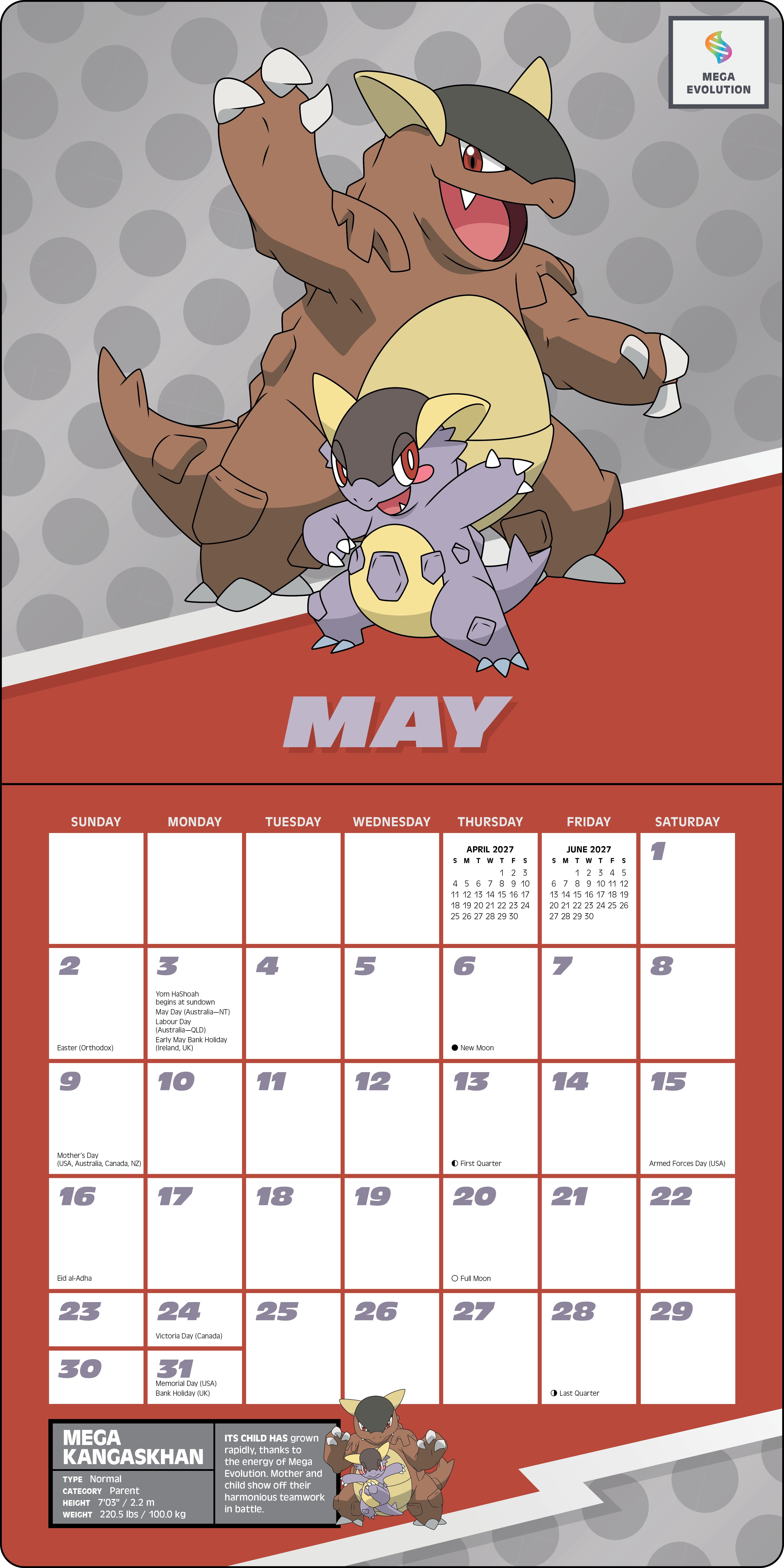 Pokemon 2027 Wall Calendar
