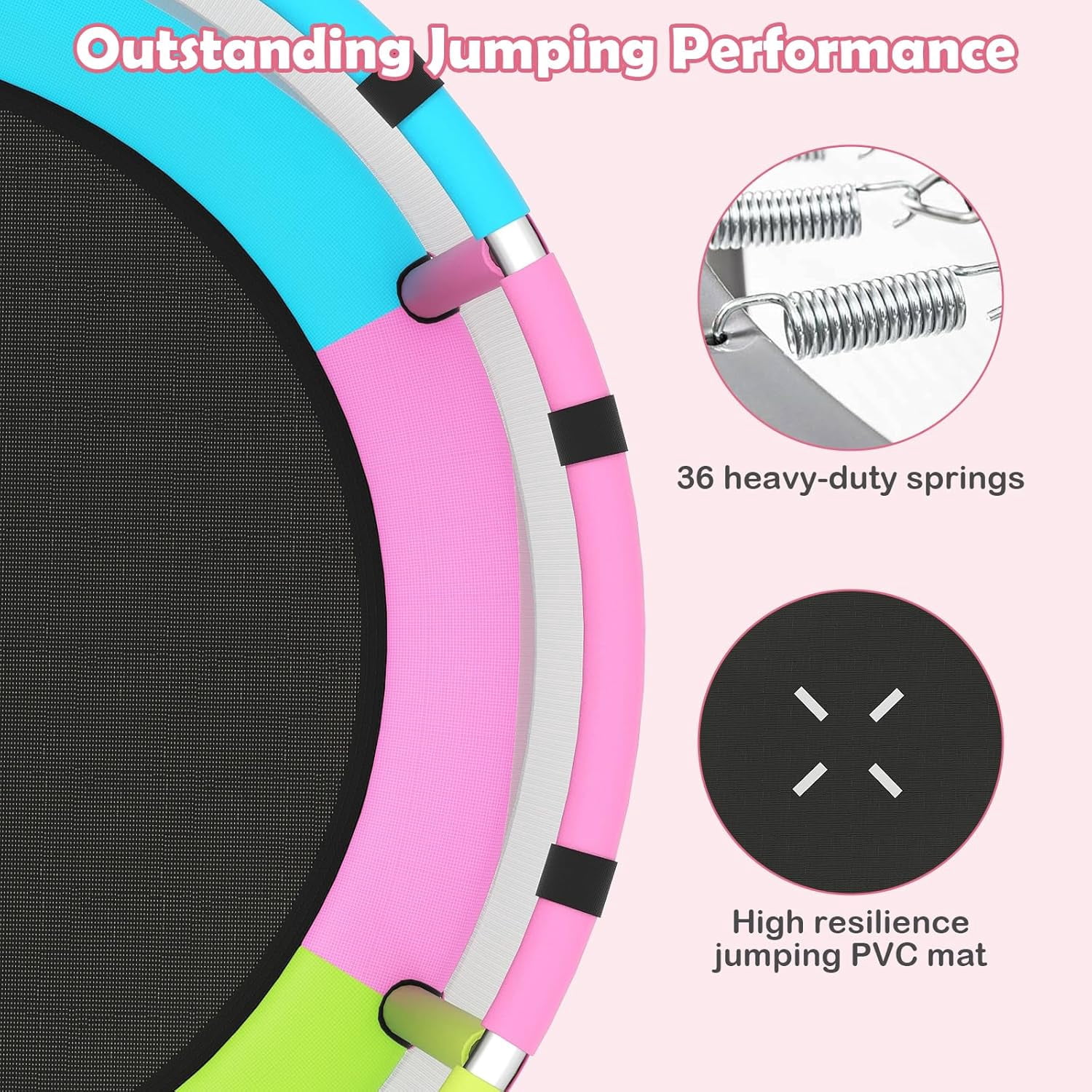 OLAKIDS 55" Trampoline for Kids Enclosure Net Heavy Duty for Boys Girls Outdoor Indoor