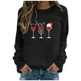 thumbnail image 2 of asdoklhq Clearance Plus Size Christmas Clothing,Women's Christmas Fashion Wine Cup Print Long Sleeve Top Hatless Sweatshirt Top, 2 of 3