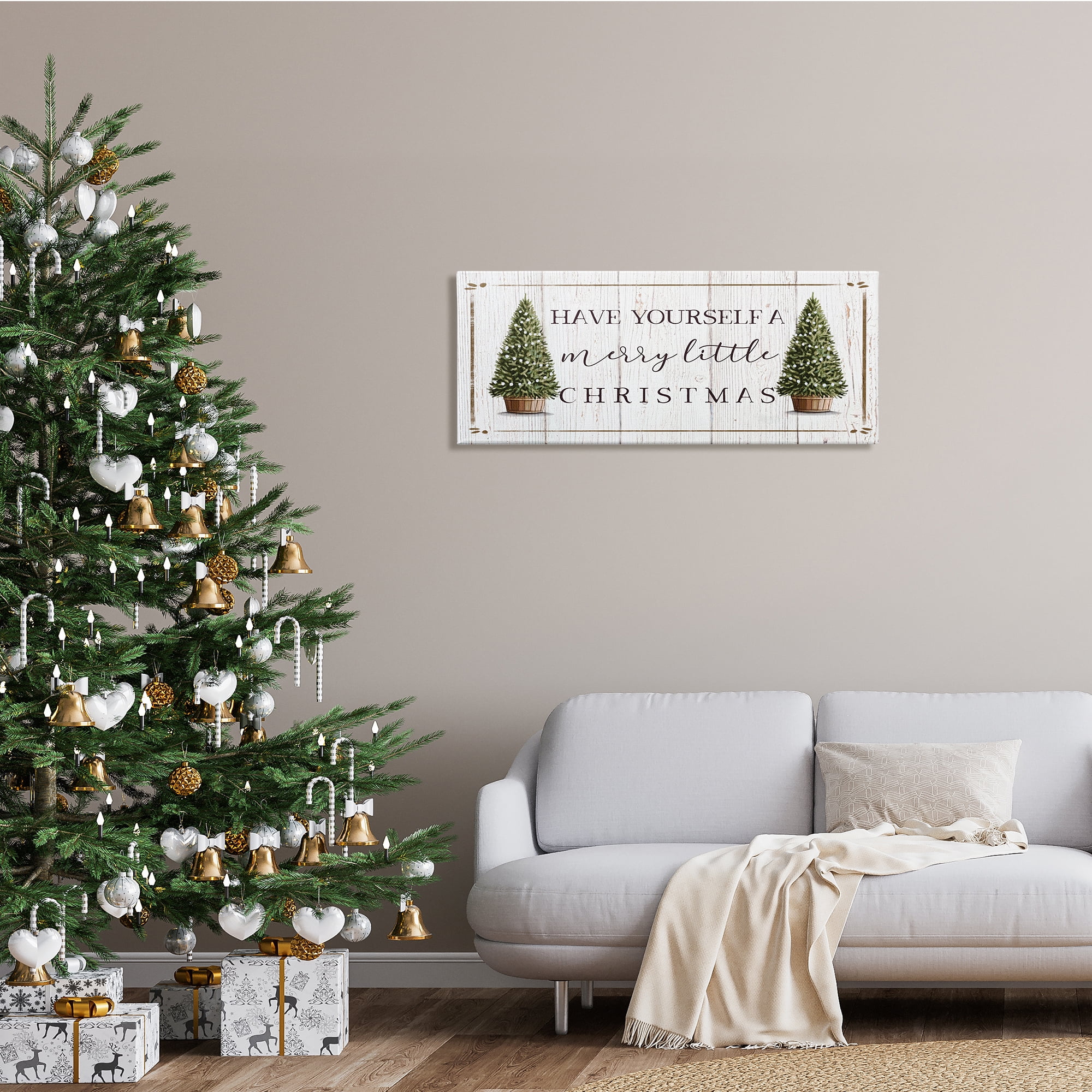 Stupell Indtries Rtic Merry Little Christmas Phrase Holiday Fir Trees,40 x 17,Design by Elizabeth Tyndall