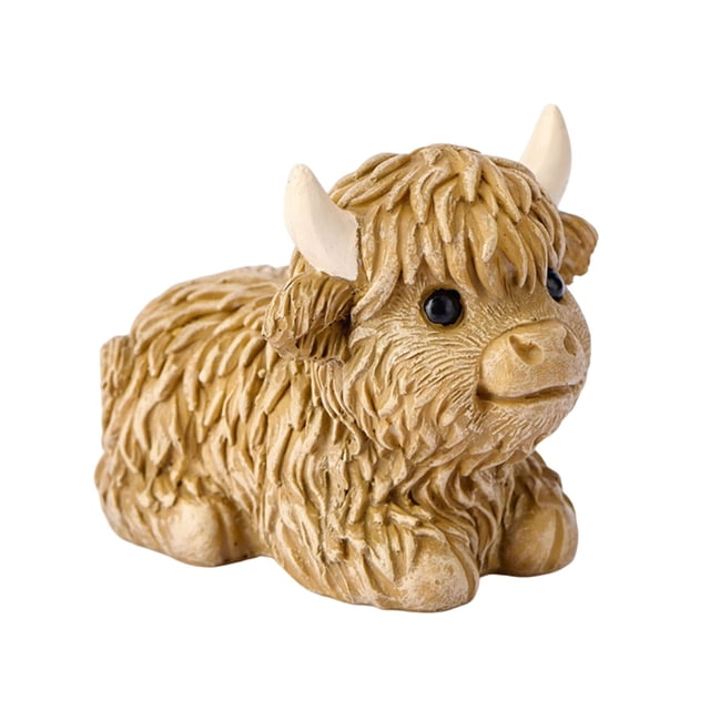 Cow Resin Statue Delicate Simulation Decoration Scottish Style Standing Posture/lying Posture Four Colors Optional