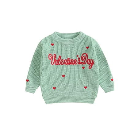 

Baby Boy Girl Sweater Letter Heart Embroidery Crew Neck Long Sleeve Pullovers Fall Toddler Valentine s Day Clothes Jumpers Tops