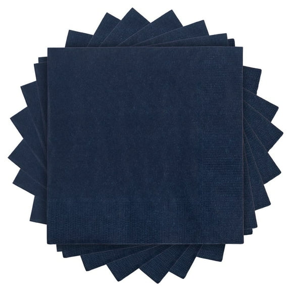 JAM Paper Small Beverage Napkins, 5 x 5, Navy Blue, 50/Pack