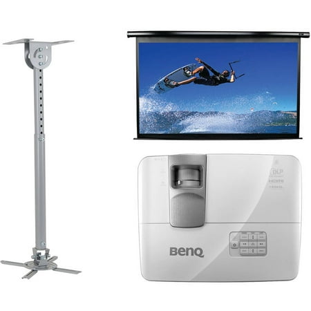 BenQ HT1085St DLP Short-Throw Home Theater Projector, Elite Screens Electric100H Spectrum Series 100
