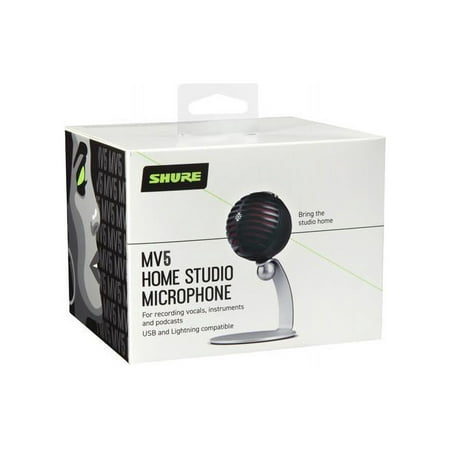Shure - MV5 USB Condenser Microphone - Black w/ Red