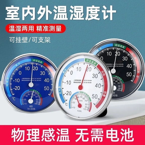 Simple Round Dial Hygrometer for Home - Battery-Free Humidity Meter with 5 Inch Analog Display（White）
