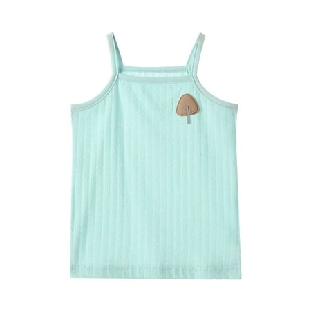 

Toddlers And Baby Girls Fittness T-Shirts Solid Color O-Neck Sleeveless Summer Cotton Blend Camisole Racerback Crop Tank Tops Holiday Vacation Seaside Loose Cozy Tshirts