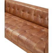 Crafters and Weavers Taylor Contemporary Tufted Sofa in Light Brown Leather
