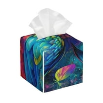 Naloa Colorful Parrot Jungle Dream Tissue Box Cover Leather Tissue Holder Square Facial Tissue Case for Bathroom, Vanity Countertop, Tabletop, Car