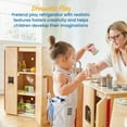 thumbnail image 3 of ECR4Kids Wooden Pretend Play Kitchen Refrigerator for Kids, Montessori Playset, Natural, 3 of 9