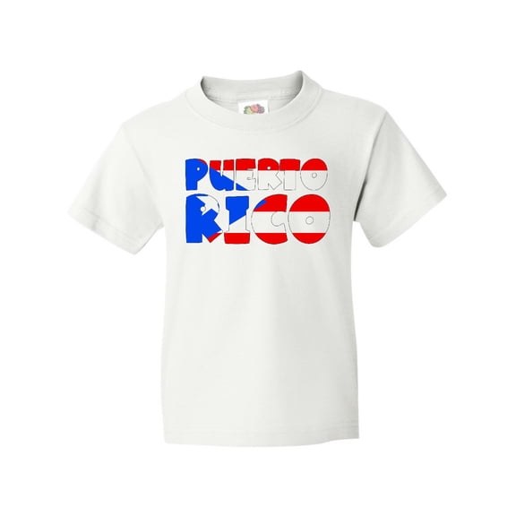Inktastic Puerto Rico Flag in Text Youth T-Shirt